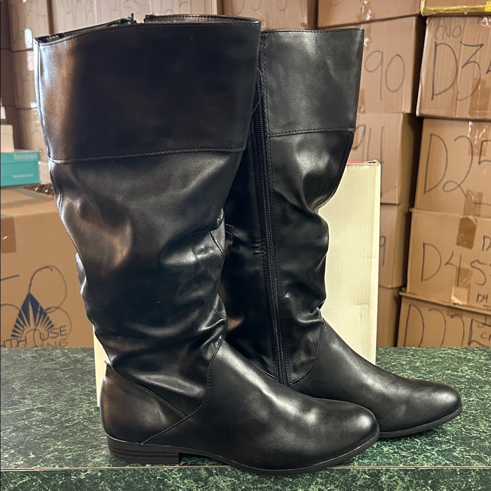 Style & Co. Black Over-the-Knee Faux Leather Boots